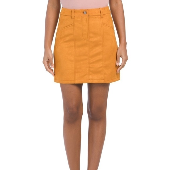 FRENCH CONNECTION Orange Faux Suede Mini Skirt - Picture 1 of 4